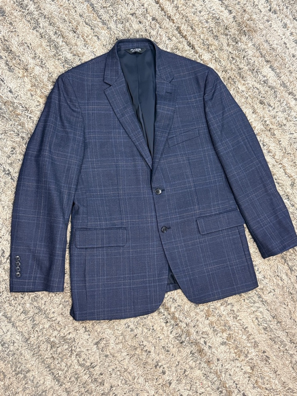 Jos. A. Banks Dark Blue Windowpane Plaid Sport Coat sz 42R